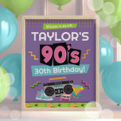 90年代の誕生日パーティー歓迎サイン ポスター