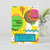 90年代の誕生日パーティー、明るいカラフルと 招待状 (スタンド正面)