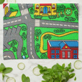 90年代の郷愁、カーロード郷愁レースマットシティ キッチンタオル (折り畳み)