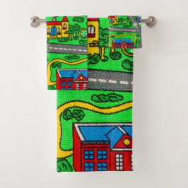 90年代の郷愁、カーロード郷愁レースマットシティ バスタオルセット