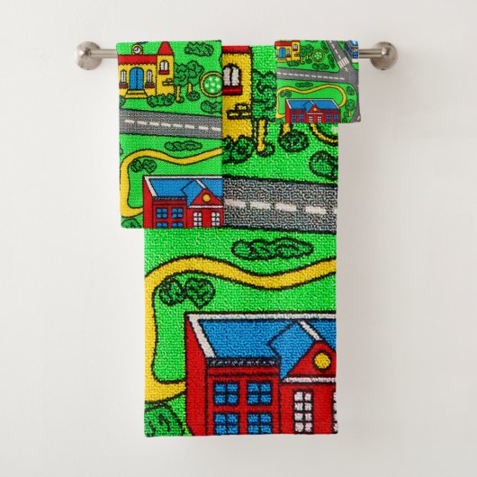 90年代の郷愁、カーロード郷愁レースマットシティ バスタオルセット (インサイチュ)