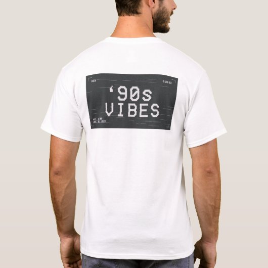90年代の雰囲気 レトロなグリッチデザイン Tシャツ (裏面)