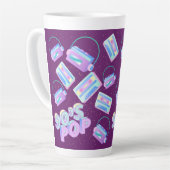 90年代の音楽パタポップ・アートのーンアイコンのカセットプレーヤー カフェラテマグ (左アングル)