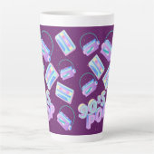 90年代の音楽パタポップ・アートのーンアイコンのカセットプレーヤー カフェラテマグ (正面)