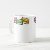 90年代の音楽再生用クラシックカセットテープ コーヒーマグカップ (正面左)