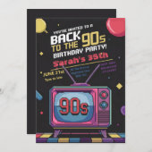 90年代の90年代のパーティー1990テーマに戻る 招待状 (正面/裏面)