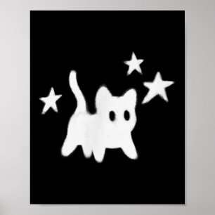 90年代の90年代の怖い雄猫が星空で怖い ポスター