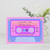 90年代のY2Kバブルガムピンクカセット20誕生日パーティー 招待状 (スタンド正面)