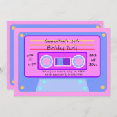 90年代のY2Kバブルガムピンクカセット20誕生日パーティー 招待状 (正面/裏面)
