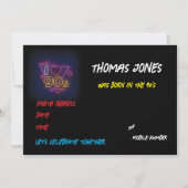 90年代をテーマにしたパーソナライズされたレトロパーティー 招待状 (正面)