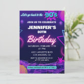 90年代をテーマにした80歳の誕生日レトロ 招待状 (スタンド正面)