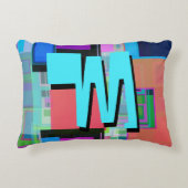 90年代インスパイア幾何カラフルモノグラム アクセントクッション (正面)