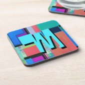 90年代インスパイア幾何カラフルモノグラム コースター (左側)
