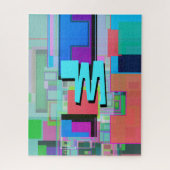 90年代インスパイア幾何カラフルモノグラム ジグソーパズル (縦)