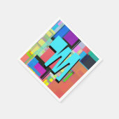 90年代インスパイア幾何カラフルモノグラム スタンダードカクテルナプキン (角)