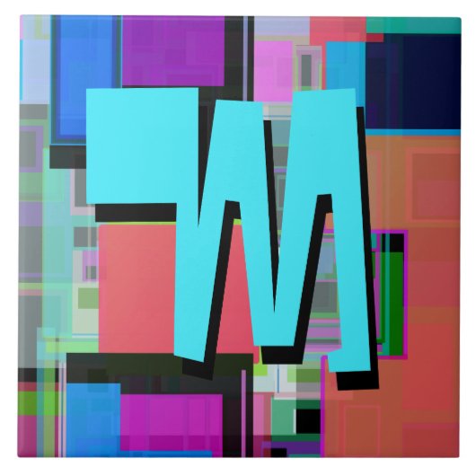 90年代インスパイア幾何カラフルモノグラム タイル (正面)