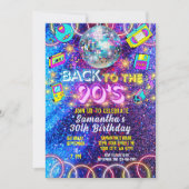 90年代カラフルネオングロー懐かしのパーティー 招待状 (正面)