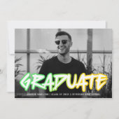 90年代カラフルレトロタイポグラフィ写真卒業 案内状 (正面)