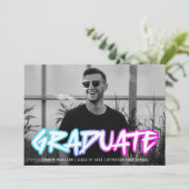 90年代カラフルレトロタイポグラフィ写真卒業 案内状 (スタンド正面)