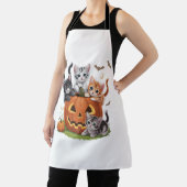 90年代キャットパンプキンハロウィーンフローラ不気味シーズン エプロン (インサイチュ)