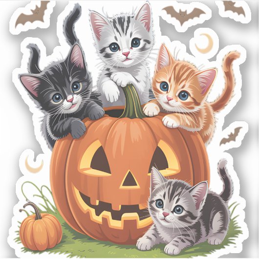 90年代キャットパンプキンハロウィーンフローラ不気味シーズン シール (正面)