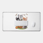 90年代キャットパンプキンハロウィーンフローラ不気味シーズン デスクマット (キーボード&マウス)