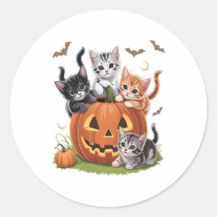 90年代キャットパンプキンハロウィーンフローラ不気味シーズン ラウンドシール