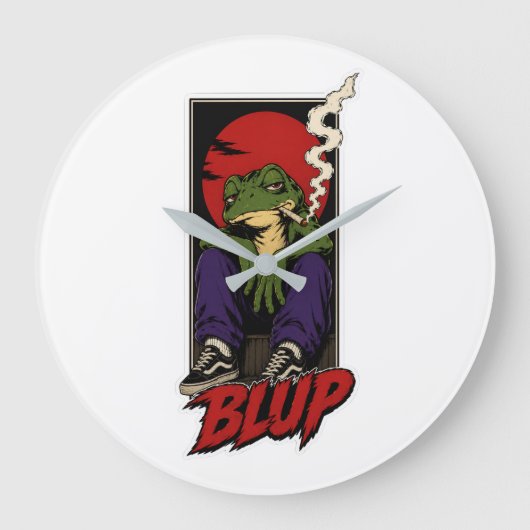 90年代グランジスケーターカエル BLUP 丸型壁掛け時計 ラージ壁時計 (正面)