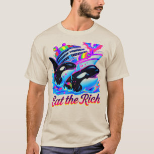 90年代シャチ 鯨 動物 ヨット Tシャツ Eat The Rich Whale