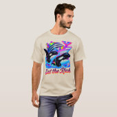 90年代シャチ 鯨 動物 ヨット Tシャツ Eat The Rich Whale (正面フル)