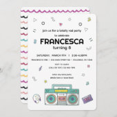 90年代トータル素晴らしいテーマ誕生日 招待状 (正面/裏面)