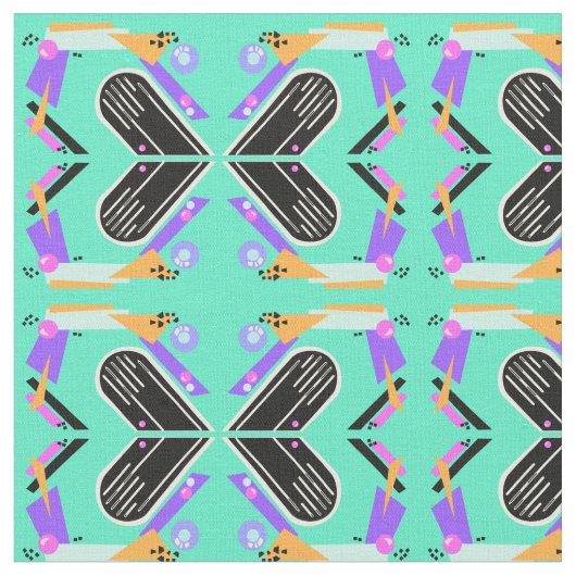 90年代ネオン蝶パターン ファブリック (クローズアップ)