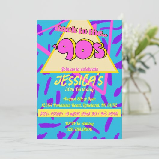 90年代ノスタルジックスローバック誕生日招待状 招待状 (スタンド正面)