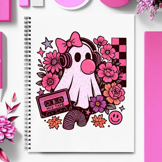 90年代バブルガム風レトロな幽霊ガールハロウィン ノートブック
