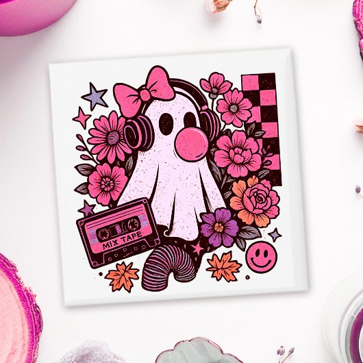 90年代バブルガム風レトロ幽霊ガールハロウィン マグネット