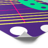 90年代パターン、90年代レトロ幾何学緑バイオレット ポスター (角)