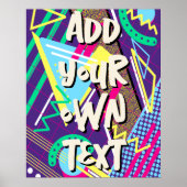 90年代パターン、90年代レトロ幾何学緑バイオレット ポスター (正面)