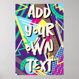 90年代パターン、90年代レトロ幾何学緑バイオレット ポスター