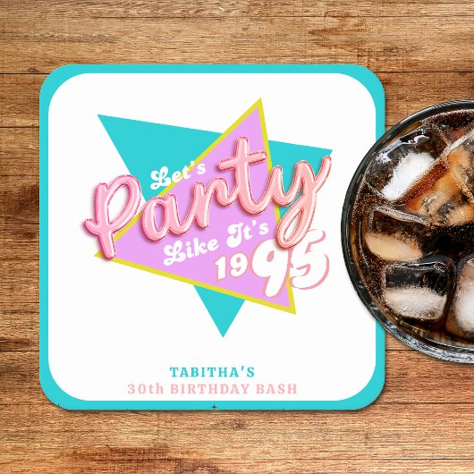 90年代パーティー1995年30歳の誕生日パーティー スクエアペーパーコースター