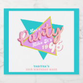 90年代パーティー1995年30歳の誕生日パーティー スパークリングワインラベル (シングルラベル)