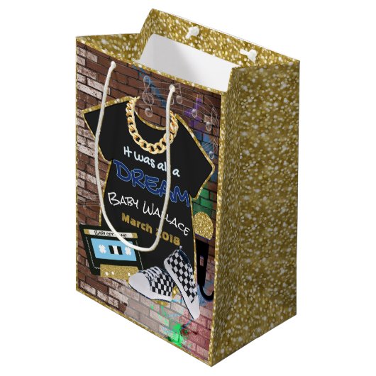 90年代ヒップホップのアーバンベビーシャワー抱き枕 ミディアムペーパーバッグ (正面アングル)