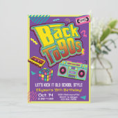 90年代ヒップホップ誕生日パーティーレトロの背中合わせ 招待状 (スタンド正面)