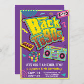 90年代ヒップホップ誕生日パーティーレトロの背中合わせ 招待状 (正面/裏面)