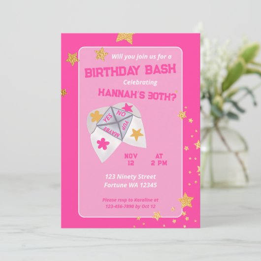 90年代ピンクククタイキャッチャー誕生日パーティー 招待状 (スタンド正面)