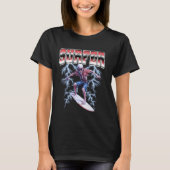 90年代ブートレグ風サーフィンをするスケルトン Tシャツ (正面)