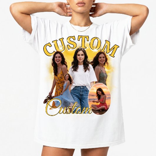90年代ブートレグ風ラップ写真コラージュ、カスタム 90年代 ヴィンテージ Tシャツ