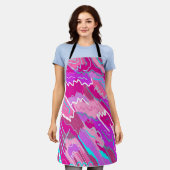 90年代マゼンダポップ・アートのンのノスタルジアアート エプロン (着用した状態)