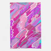 90年代マゼンダポップ・アートのンのノスタルジアアート キッチンタオル (縦)