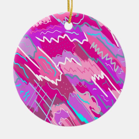 90年代マゼンダポップ・アートのンのノスタルジアアート セラミックオーナメント (正面)