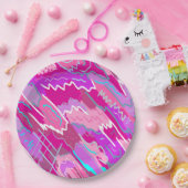 90年代マゼンダポップ・アートのンのノスタルジアアート ペーパープレート (パーティー)